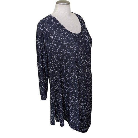 DKR Tunic Top Shirt Womens Plus 2X Stretchy Slinky Travel Flowy Black Polka Dot - Picture 3 of 6